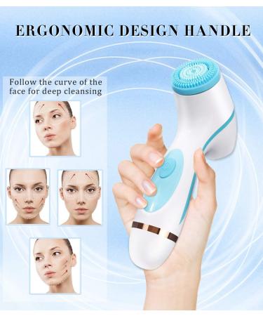 Facial Cleansing Brush Waterproof Face Wash Brush USB Rechargeable Spin Facial Brush with 3 Different Brush Heads for Gentle Exfoliating Deep Scrubbing Massaging and Removing Blackhead Blue - Buy Online on GoSupps.com