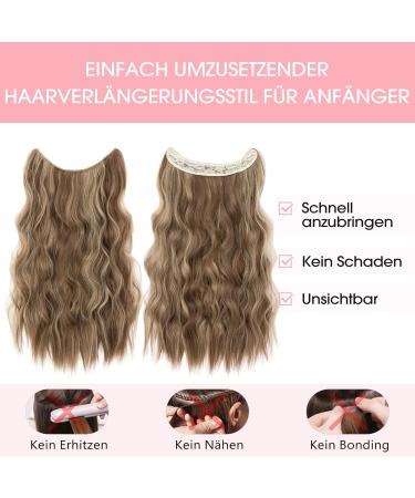 Silk-Co Hair Extensions 40cm - Long Corrugated Synthetic Hair with Clips & Wire - Adjustable Light Brown & Blonde for Women - Buy Online on GoSupps.com