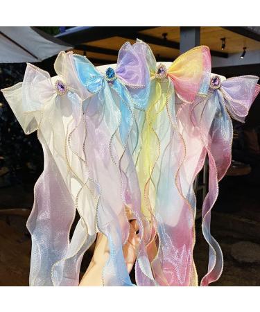 Hair Clips Cute colorful chiffon bow ribbon hairpin sweet hair accessories headband hairpin Blue Hair Clips (Size : 5) - Buy Online on GoSupps.com