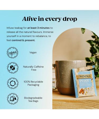 Twinings Soulful Blends Peace Herbal Tea - Camomile Infusion with Vanilla & Cinnamon - 20 Biodegradable Tea Bags - Buy Online on GoSupps.com