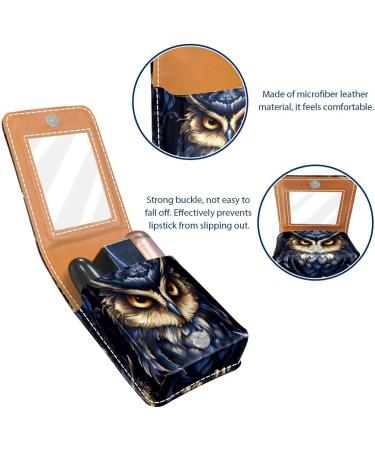 Travel Lipstick Organizer Case | Portable Makeup Bag with Mirror | Colorful Animal Owl & Plant Leaf Design - Buy Online on GoSupps.com