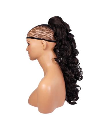 Ponytail Claw Clip - Dark Brown - Curly - 22in / 56cm - 200g - Reversible - Heat Resistant Hair Piece