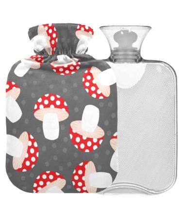 Naanle hot hot water bottle with cover mushrooms Transparent hot water bottle heat bottle for back pain relief handfoot warmer neck heat and cold therapy 2l