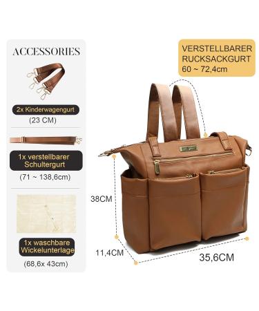 MISS FONG Diaper Backpack - Stylish Changing Bag & Stroller Bag for Moms with Changing Mat - Brown - Buy Online on GoSupps.com
