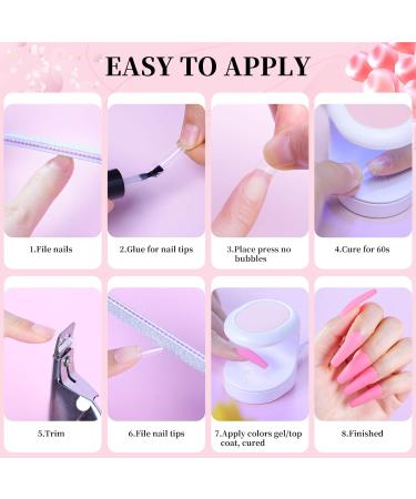 AISEELY Gel Tips Nail Extension Kit - 500pcs Clear Nail Tips, Glue Gel, Base Coat, LED Lamp, Acrylic Clipper - DIY Manicure Set - Buy Online on GoSupps.com