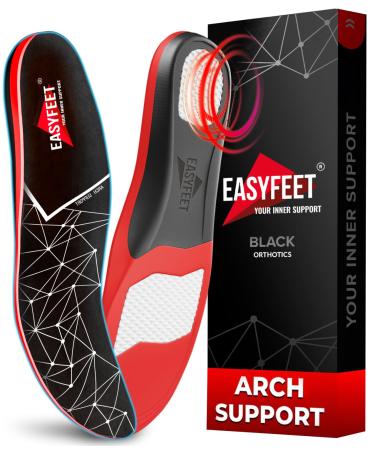 Premium Anti-Fatigue Shoe Insoles - Plantar Fasciitis Arch Support Insoles for Men and Women Shoe Inserts - Orthotic Inserts - Flat Feet - Insoles for Arch Pain High Arch - Boot Insoles L Black UK 10-11.5