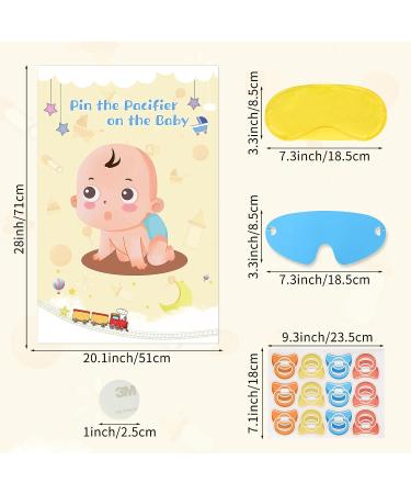 Hooqict Pin the Pacifier on the Baby Game Poster | Baby Shower Games Party Favors with 72pcs Stickers | Boys Girls Birthday Party Supplies - Buy Online on GoSupps.com