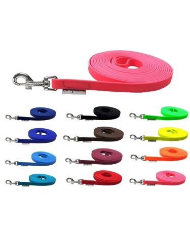 Drag line for dogs Biothane dog leash medium / large dogs width 16mm / 3m / 5m / 10m / 15m (12m without hand loop neon pink) 12m without hand loop neon pink