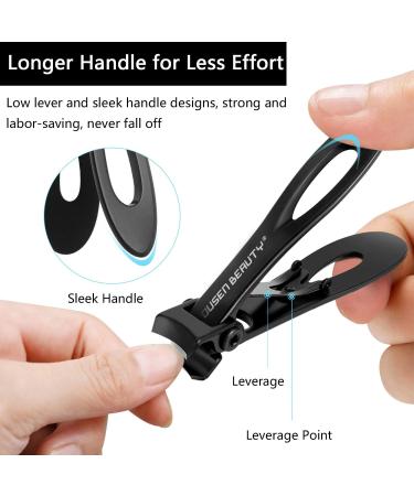 Extra Wide Jaw Nail Clippers for Thick Nails - Stainless Steel Toenail Trimmer Set for Seniors & Men & Women - Black, 3 Pcs with Nail File - Buy Online on GoSupps.com