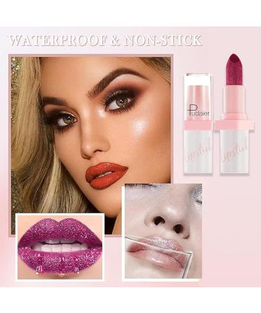 Diamond Glitter Lipstick - Sparkling Metallic Shine - Nude Pink & Light Purple - Bold Glow Lip Gloss - Buy Online on GoSupps.com