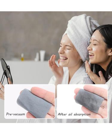 LuckyOpt 200 Face Oil Blotting Sheets with Mirror Travel Box& Puff Linen Fiber Gentle Blotting Paper for Oily Skin Not Destroy Base Makeup (Bamboo Charcoal Refill 400sheets) - Buy Online on GoSupps.com