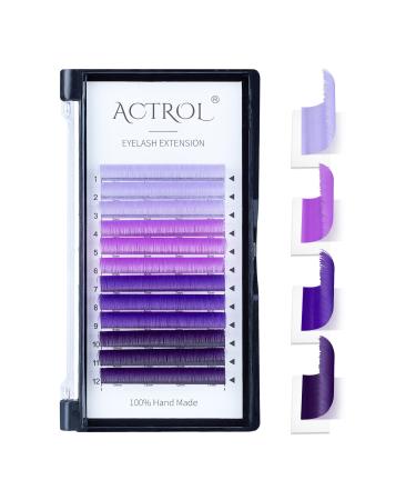 Colored Eyelash Extensions Easy Fan 14mm Ombre Purple D Curl Easy Fanning 0.07mm Self Shadow Gradient Colored Lashes Premade Volume Lash Ombre Purple0.07D/14