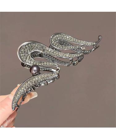 Souarts Butterfly Flowers Hair Clip - Non-Slip Metal Clips for Girls & Women | Gold Rhinestone Pearls - Stylish Hair Claw Accessories - Buy Online on GoSupps.com