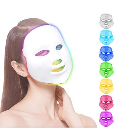 Face Beauty Light Therapy Mask longziming 7 Color 149 Leds Photon Face Mask Phototherapy with Remote control Facial Skin Care Anti Aging Skin Tightening Wrinkles Toning Mask Home Light Therapy