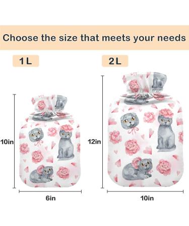 Naanle British Short-Haired Cat Heat Bottle - 1L Hot Water Bag for Pain Relief & Therapy | Transparent Warm Water Bottle for Hands & Feet - Buy Online on GoSupps.com