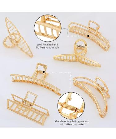 Fuystiulyo 6 Pack Large Metal Hair Claw Clips - Nonslip Gold Hair Clips for Thick Thin Hair - Strong Hold Jaw Clips - Hair Styling Accessories - Buy Online on GoSupps.com