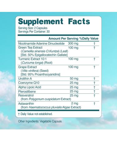 NAD+ Elite Complex Direct NAD+ 300 mg with Urolithin A Resveratrol CoQ10 & Antioxidant Blend Cellular Energy Mitochondrial Support & Healthy Aging Vegan Non-GMO 60 Capsules (30 Servings) 60 Count (Pack of 1) - Buy Online on GoSupps.com