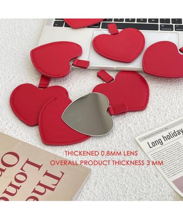 KFZDCG 3 Pcs Compact Pocket Stainless Steel Heart Shaped Mirror - Mini Handheld Mirror for Travel & Home - Unbreakable Design with PU Leather Cover - Perfect Gift for Women & Girls (RedSilver) - Buy Online on GoSupps.com
