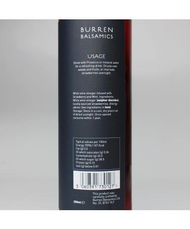 Burren Balsamics Strawberry Mint White Balsamic Vinegar 250ml - Buy Online on GoSupps.com