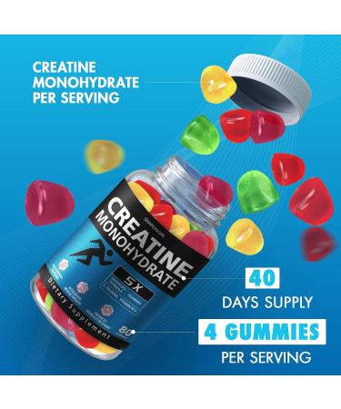 Creatine Monohydrate Gummies - Clean Creatine for Women Men for Muscle Strength Improving Endurance & Post Workout Recovery - Creatine Supplement Mixed Fruit Flavors (160 Gummies) Fruit 80 Count (Pack of 2) - Buy Online on GoSupps.com