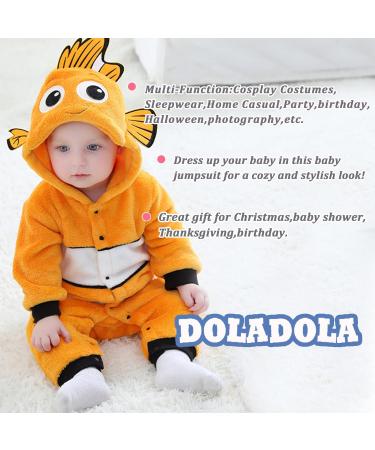Doladola Unisex Baby Clown Fish Romper | 18-24 Months Flannel One Piece Pyjamas - Buy Online on GoSupps.com