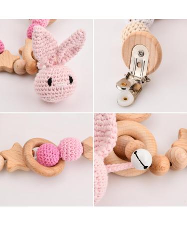 Wangjiangda Wooden & Crochet Stroller Chain - Cute Animal Stroller Toy with Bell for Baby Boys & Girls - Buy Online on GoSupps.com