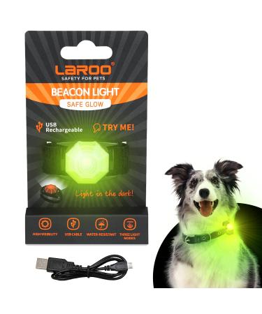 Laroo safety LED lights for dogs cats USB rechargeable LED night light collar decoration waterproof at night walk with the dog outdoor (green)