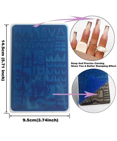 Mezerdoo Swirl French Line Nail Stamping Plates D-31 and D-32 - Geometric Wave, Stripes, Flower Nail Art Stencils (2pcs) - Stainless Steel Nail Art Tools - Buy Online on GoSupps.com