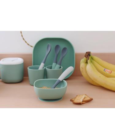 B aba 4 Set Silicone Baby Spoons | Ergonomic Flexible Rounded Tip | Sage & Mineral - Ideal for Ages 4+ Months - Buy Online on GoSupps.com