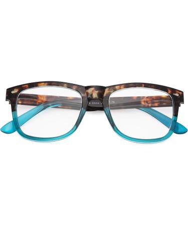 Eyekepper Women's Tortoise Blue Square Reading Glasses +1.50 | Spring-Hinged Large Lenses - Buy Online on GoSupps.com