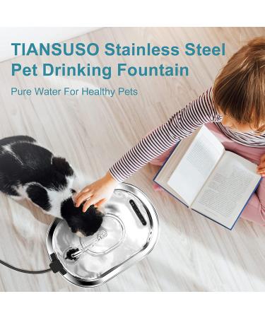 TIANSUSO Cat Water Fountain Stainless Steel  3.2L/108oz Automatic Pet Water Fountain for Cats Inside  Dog Water Dispenser Fountain  Super Quiet and Dishwasher Safe  1 Reptile Food Water Bowl - Buy Online on GoSupps.com
