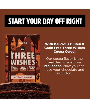 Three Wishes Cocoa Protein Breakfast Cereal 6-Pack - High Protein, Low Sugar, Vegan, Kosher, Grain-Free, Dairy-Free, Non-GMO - 8.6 Ounce (Pack of 6) - Buy Online on GoSupps.com