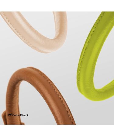 Collardirect Handmade Round Leather Dog Collar - Soft Padded Real Leather for Small to Large Pets - Available in Black Pink Red Purple Blue and Green (18-20 cm) - Buy Online on GoSupps.com