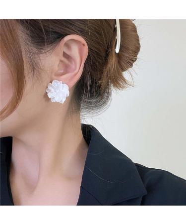YienDoo Large White Flower Earrings | Vintage Floral Petal Studs for Weddings & Proms - Buy Online on GoSupps.com