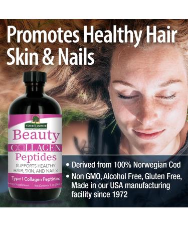 Nature's Answer Beauty Collagen Peptides 8 Fluid Ounces | Hair Skin & Nail Support | Gluten-Free | Alcohol-Free | Non-GMO | Cruelty-Free | Single Count - Buy Online on GoSupps.com