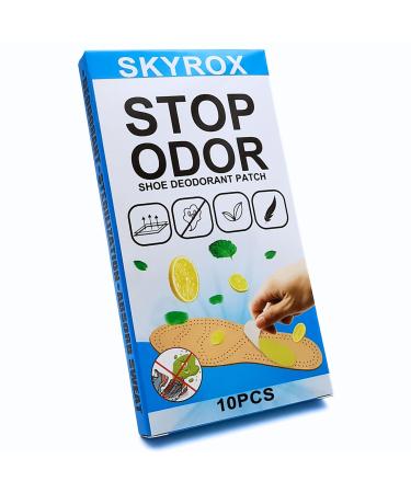 SkyroX Daily Use Shoe Odor/Odour Eliminator & Deodorizer Patches - 10-Pack - Refreshing Lemon and Mint Scent - Portable and Versatile - Ideal for Sports Travel and Gym Use