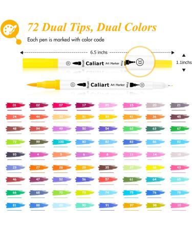 Caliart Markers for Adult Coloring  72 Dual Tip Brush Pen Art Markers  Water Based Numbered (Fine & Brush Tip)  Lettering Drawing Sketching Journaling Art Markers for Office School Teacher Supplies - Buy Online on GoSupps.com