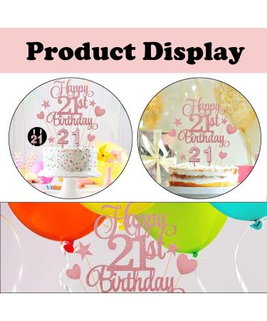 21st Birthday Cake Topper 2 PCS Cake Topper Happy 21st Birthday Cake Topper Double Sided Glitter Card Cake Decorations with Stars for Birthday Anniversary Party Decorations - Buy Online on GoSupps.com