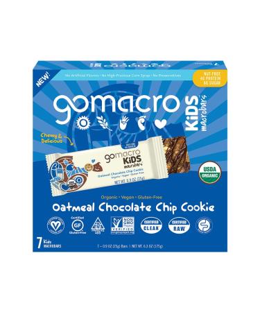 GoMacro Kids MacroBar Organic Vegan Snack Bars - Oatmeal Chocolate Chip Cookie (0.90 Ounce Bars, 7 Count)