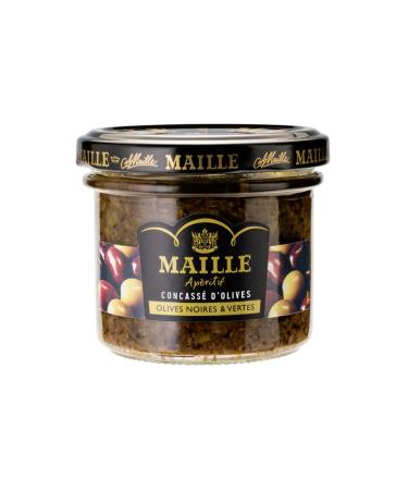 MAILLE - Aperitif - Crushed Black and Green Olives - gourmet recipe - fully recyclable glass jar - 95g