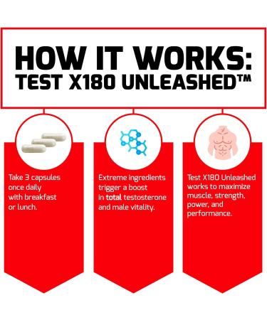 FORCE FACTOR Test X180 Unleashed - Top Testosterone Booster for Muscle Strength & Performance | 90 Capsules - Buy Online on GoSupps.com