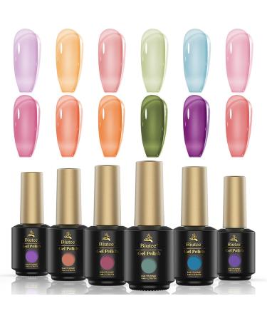 Jelly Gel Nail Polish Transparent Gel Polish Translucent Gel Nail Polish Jelly Summer Pink NeonGel Polish Sheer Gel Polish Sunshine Color Changing Soak off Nail Art Jelly Color Changing Gel Polish