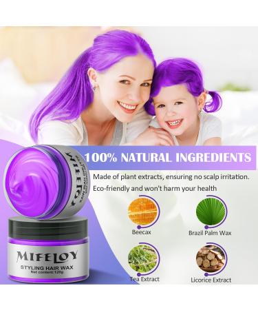 Purple Temporary Hair Color Wax | Instant Hairstyle Cream for Girls & Women | Pomades for Party Cosplay & Halloween | Disposable Coloring Mud 4.23 oz - Buy Online on GoSupps.com