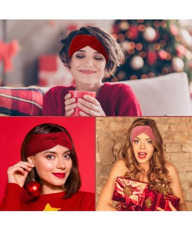 Women's Winter Knitted Headband Knitted Hair Band for Women Girls Ear Warmers Versatile Headband Winter Hair Accessories(Red + pink) - Buy Online on GoSupps.com