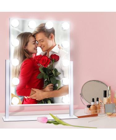 Tovendor 20 Inch Hollywood Mirror with Lights | Lighted Makeup Vanity Mirror for Women | 12 Dimmable Bulbs, 3 Color Modes, 360 Rotation | White - Buy Online on GoSupps.com