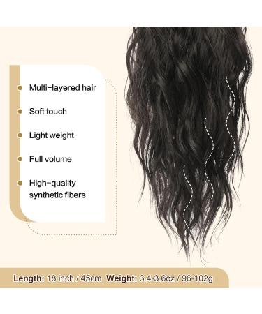 FESHFEN 18 Natural Black Drawstring Ponytail Extension - Synthetic Curly Wavy Hair Piece for Women - Buy Online on GoSupps.com