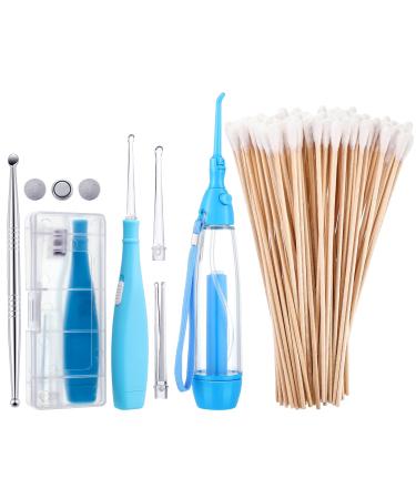 Tonsil Stone Remover Set, 1 Manual Pump Type Low Pressure Irrigator Oral Water Pick, 1 Tonsil Stone Remover with LED Light, 1 Stainless Steel Removal Tool and 100 Long Swab to Get Rid of Bad Breath