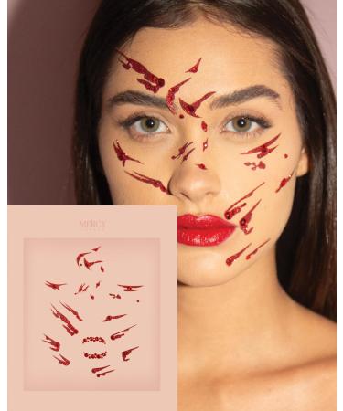 Blood Splat Face Jewels by Mercy London Vampire Costume Accessories Face Gems Jewels All in One Headpiece Stick On