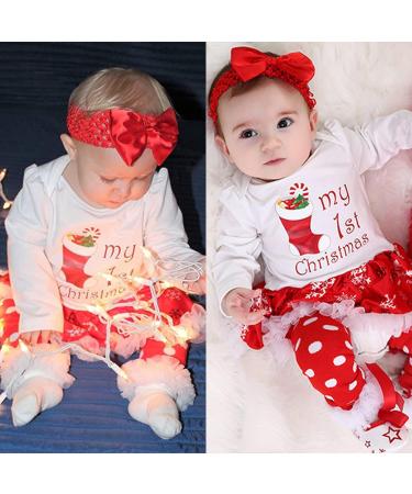 Winmany Baby Girls Christmas Romper Tutu Dress Set 6-12 Months with Headband, Leg Warmer, and Shoes - Christmas Tree - Buy Online on GoSupps.com