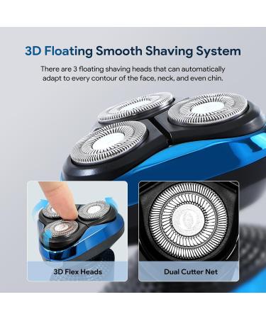 Buy Electric Razor for Men - Rechargeable Waterproof Shaver & Nose Hair Trimmer | Fast Charging Wet & Dry Shaving (Blue - Buy Online on GoSupps.com